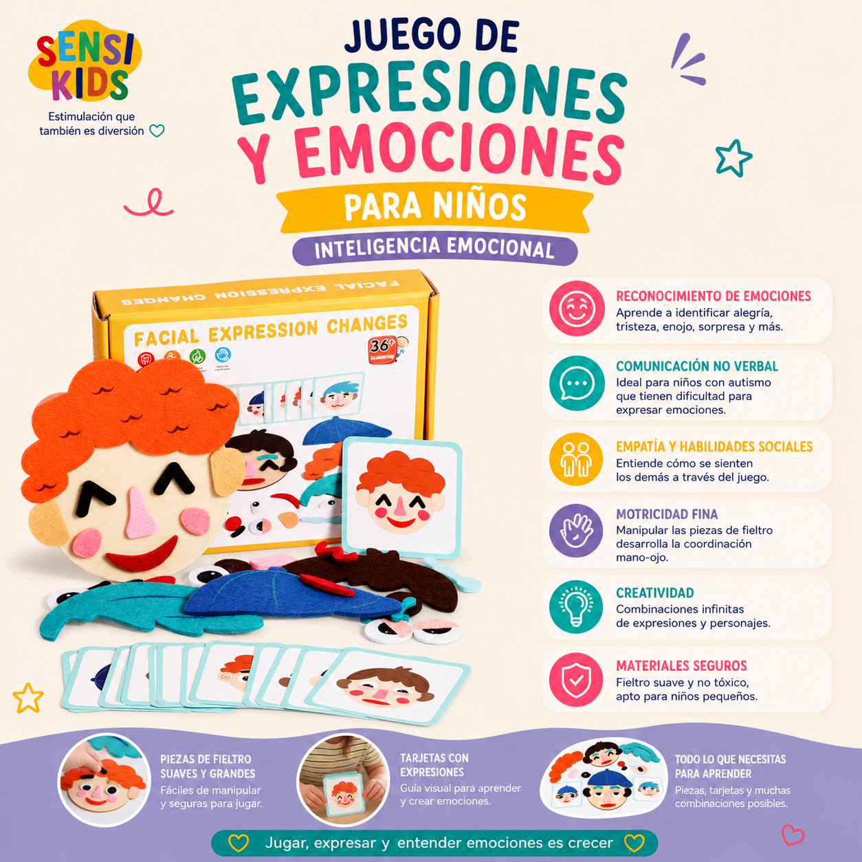 Juego de Expresiones y Emociones para Niños - Inteligencia Emocional