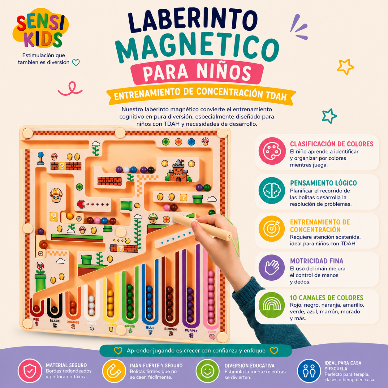 Laberinto Magnético para Niños - Entrenamiento de Concentración TDAH