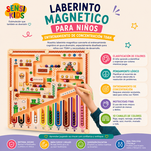 Laberinto Magnético para Niños - Entrenamiento de Concentración TDAH
